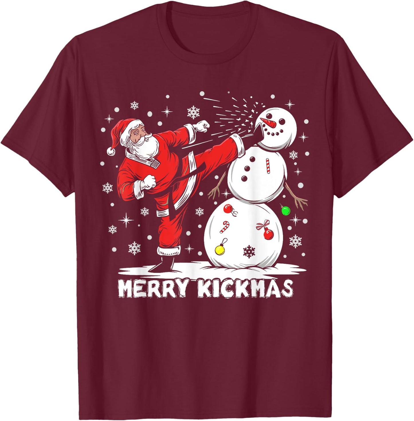 Merry Kickmas Funny Xmas Santa Taekwondo Christmas Judo T-Shirt - T-Shirt | Maroon