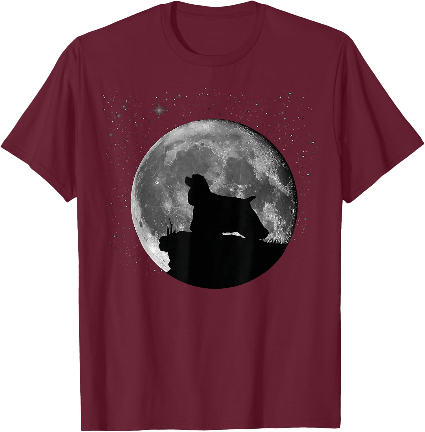 American Cocker Spaniels Moon T-Shirt - T-Shirt | Maroon