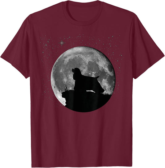 American Cocker Spaniels Moon T-Shirt - T-Shirt | Maroon