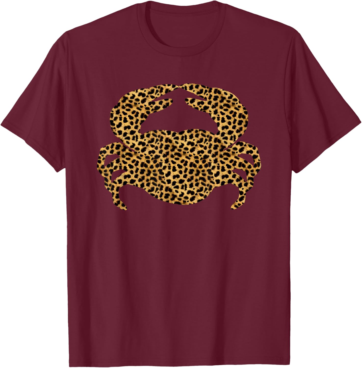 Crab Leopard Print Decapod Ocean Animal Lover Women Gift T-Shirt - T-Shirt | Maroon