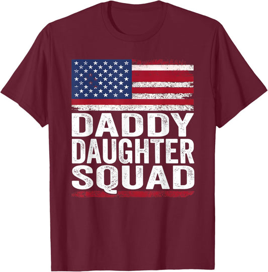 Daddy Daughter Squad Fathers Day Dad and Daughter Matching T-Shirt - T-Shirt | Maroon