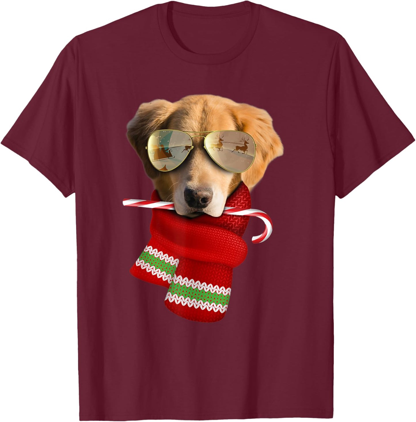 Golden Retriever shirt Christmas Gift Dog Lovers Sunglasses Women Kids T-Shirt - T-Shirt | Maroon