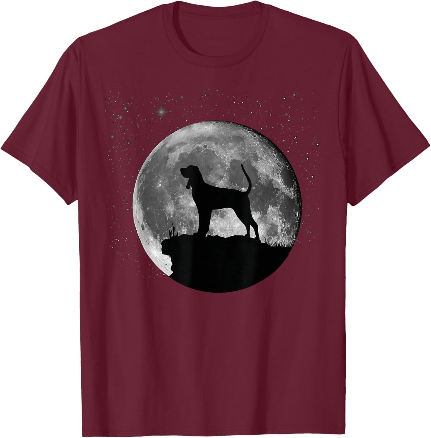 Coonhound Black And Tan Moon T-Shirt - T-Shirt | Maroon