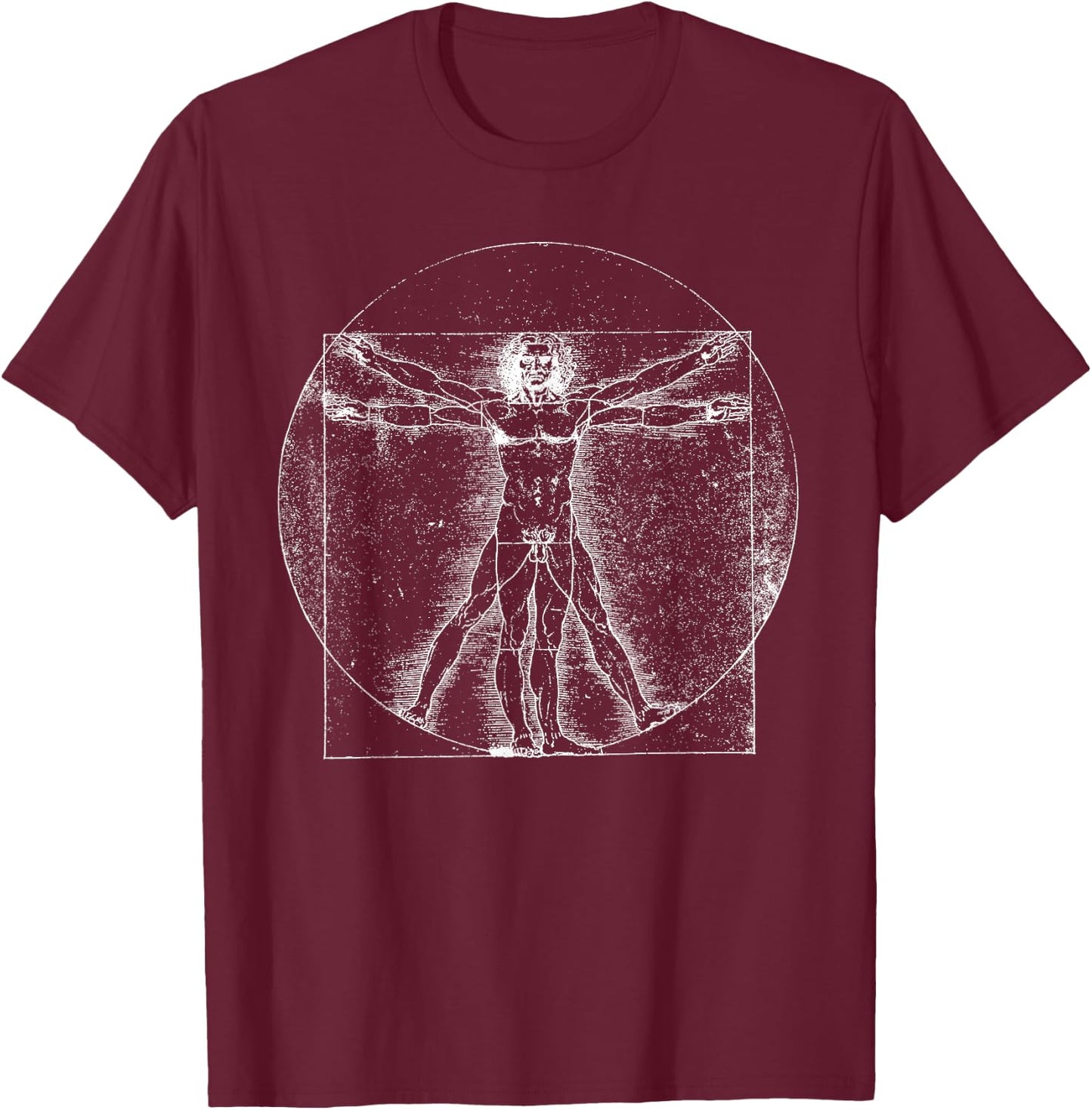 Vitruvian Man Leonardo Da Vinci T-Shirt - T-Shirt | Maroon