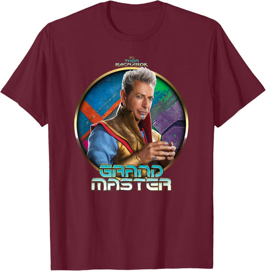Marvel Thor Ragnarok The Grandmaster Profile Badge T-Shirt - T-Shirt | Maroon