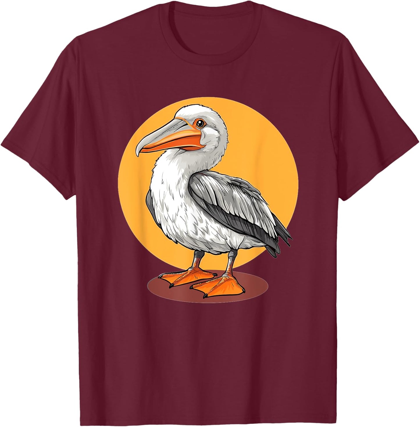 Pelican Illustration Wildlife Coastal Bird T-Shirt - T-Shirt | Maroon