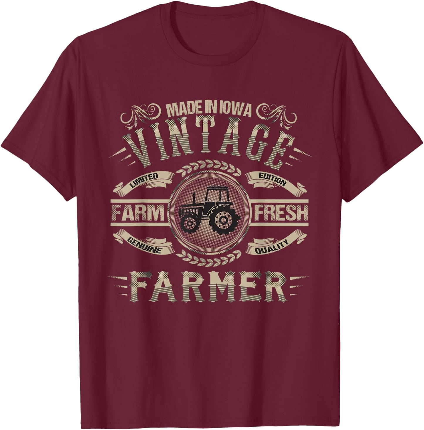Vintage Iowa Farmers Local Farmer T-Shirt - T-Shirt | Maroon