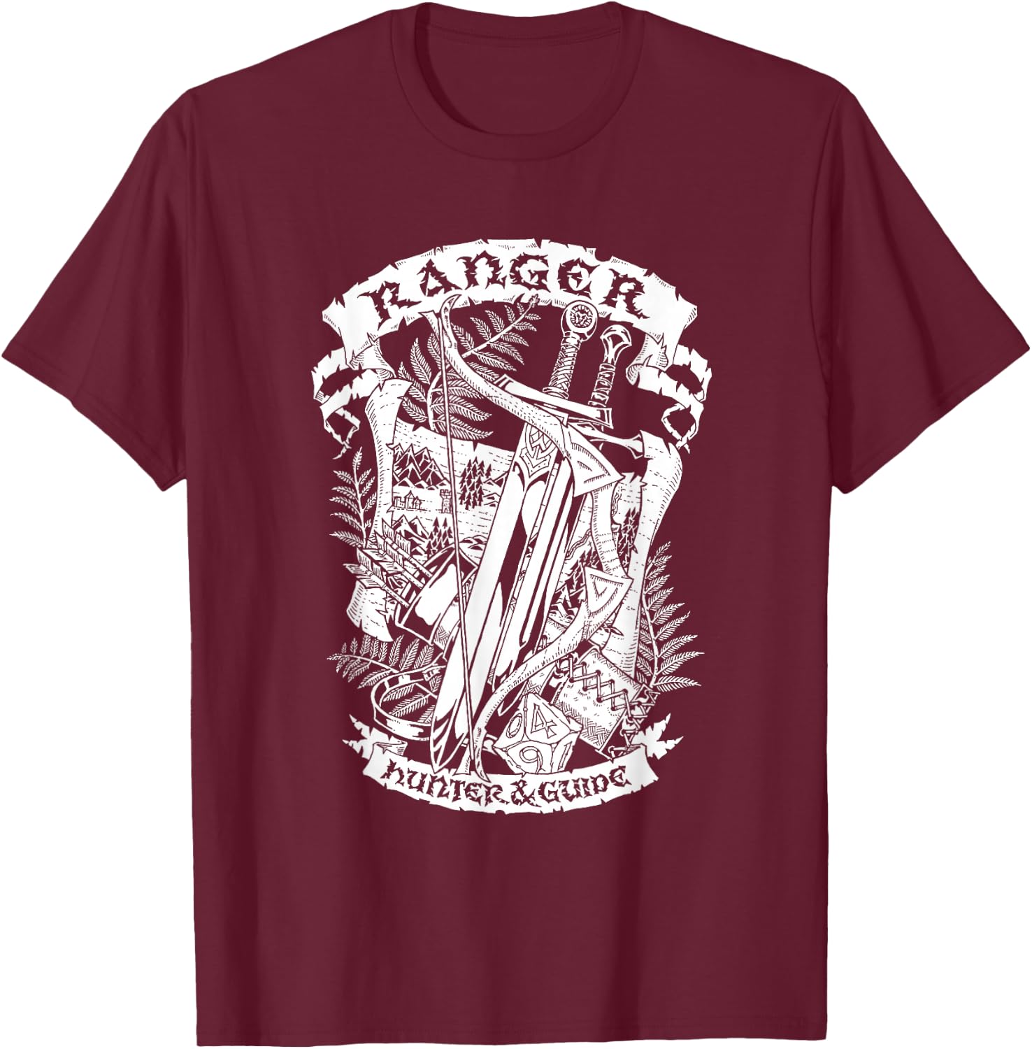 Games Sesh Fantasy RPG - Ranger T-Shirt - T-Shirt | Maroon