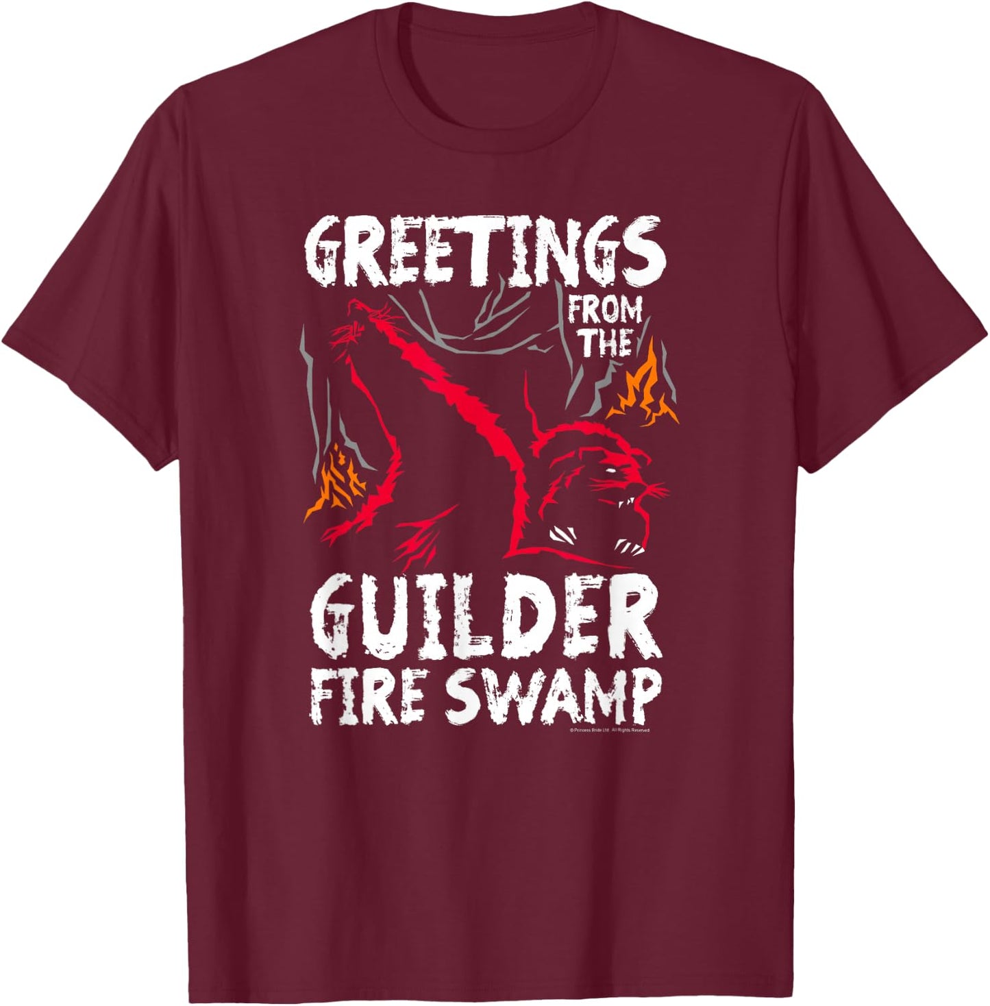The Princess Bride Greetings from the Guilder Fire Swamp T-Shirt - T-Shirt | Maroon