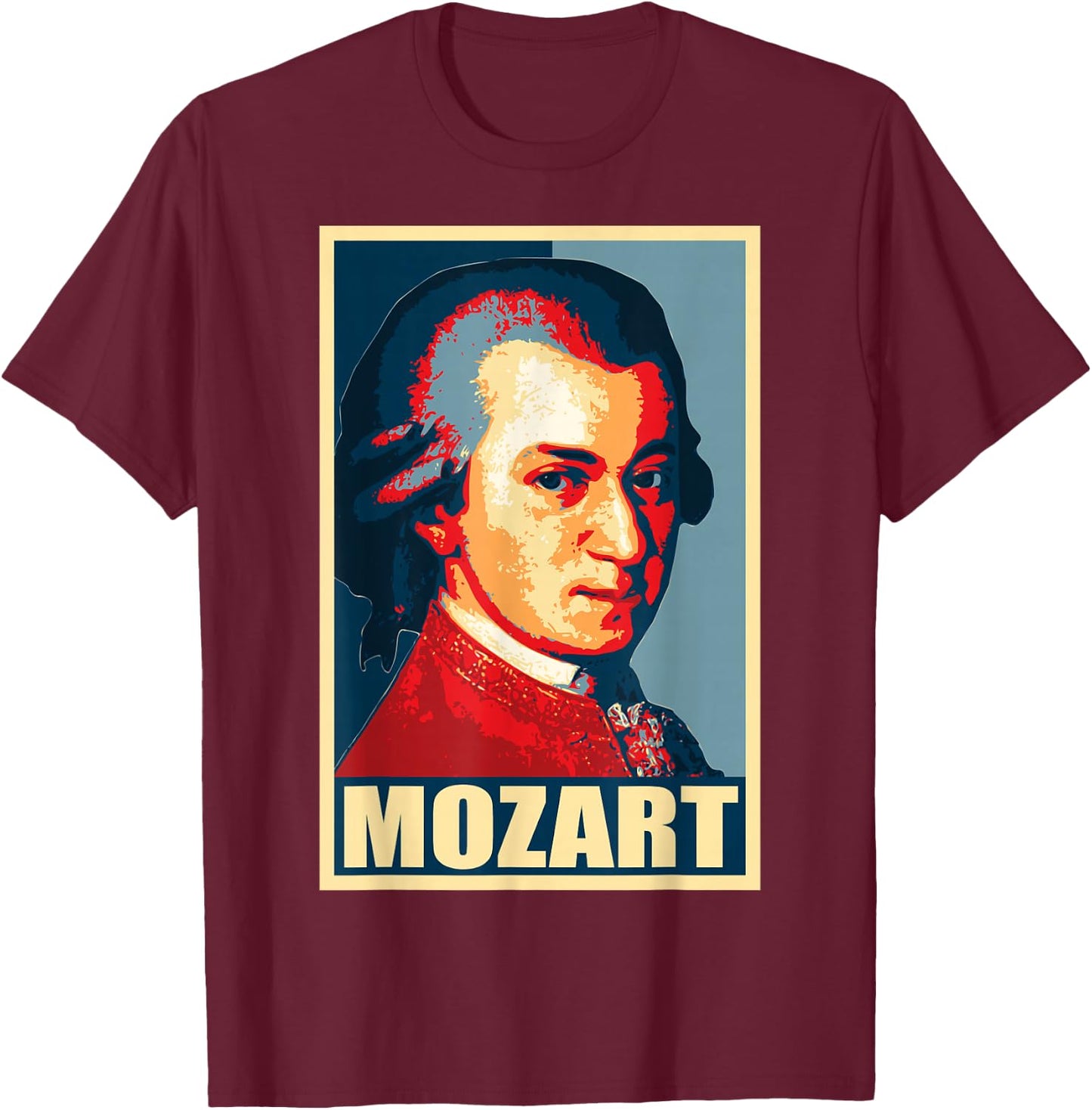 Mozart Classical Music Composer Retro T-Shirt - T-Shirt | Maroon