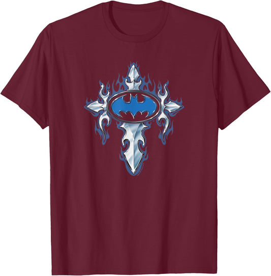 Batman Gothic Steel Logo T Shirt T-Shirt - T-Shirt | Maroon