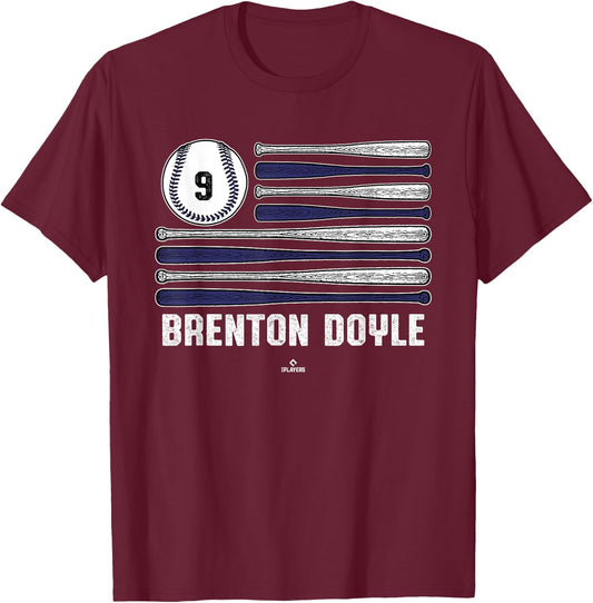 Baseball American Flag Brenton Doyle Colorado Baseball MLBPA T-Shirt - T-Shirt | Maroon