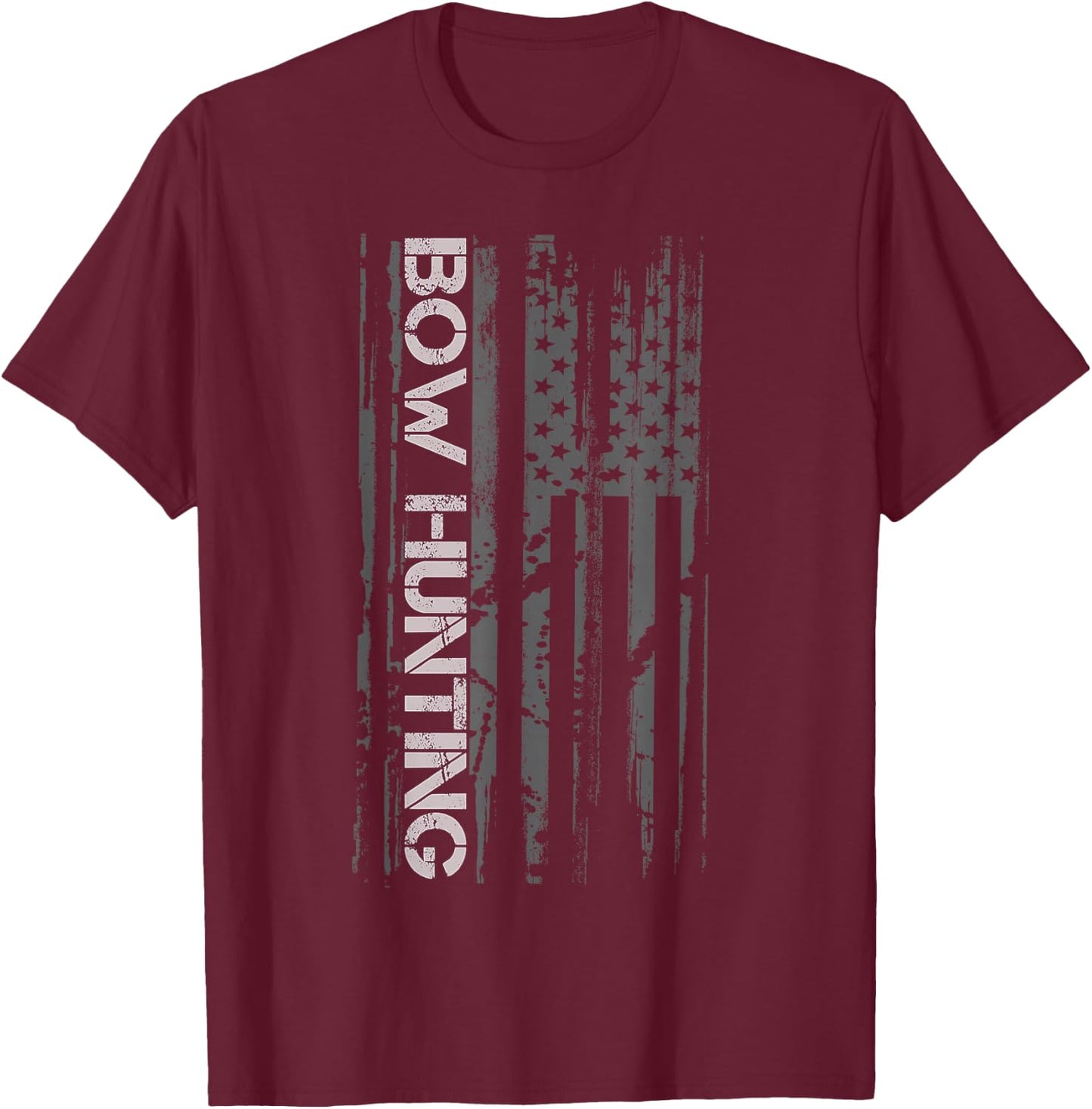 Bow Hunting American Flag Crossbow Deer Hunter Kids Men T-Shirt - T-Shirt | Maroon
