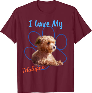 I Love My Maltipoo Best Dog Lover Paw Print ! Women Kids T-Shirt - T-Shirt | Maroon
