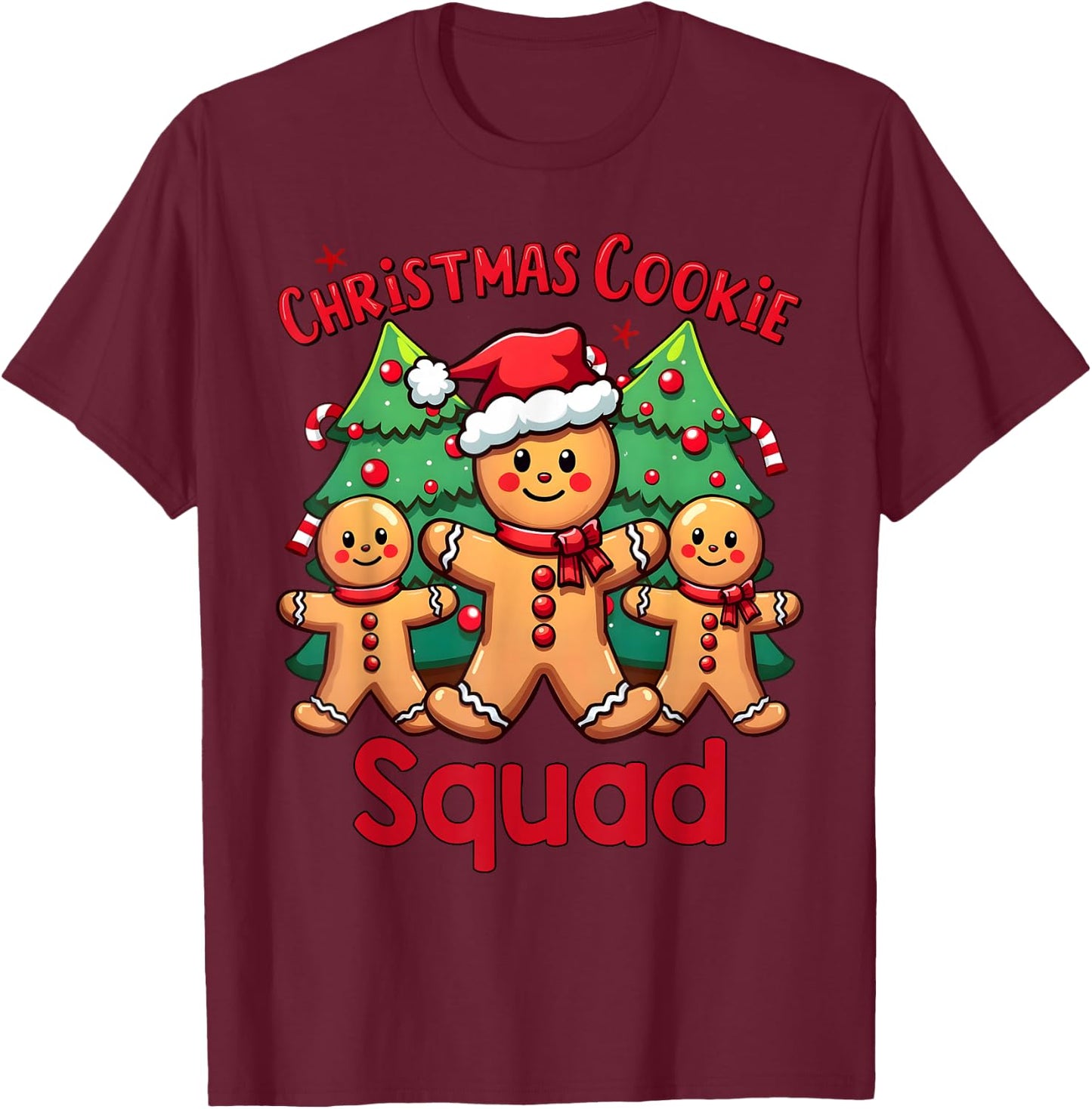 Christmas Cookie Squad Festive Gingerbread Holiday Matching T-Shirt - T-Shirt | Maroon