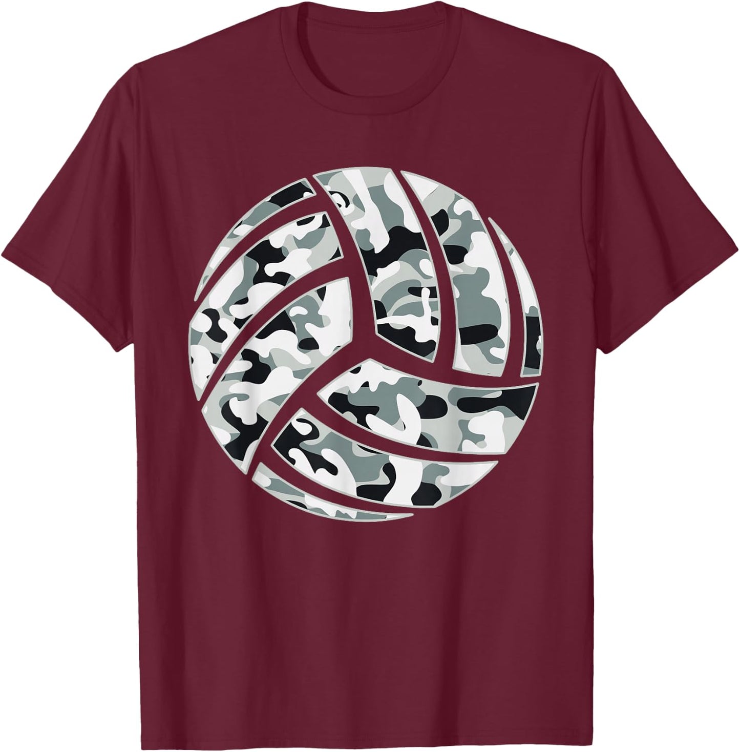 Camouflage Volleyball Lover Player Fan Cute Camo Volleyball T-Shirt - T-Shirt | Maroon