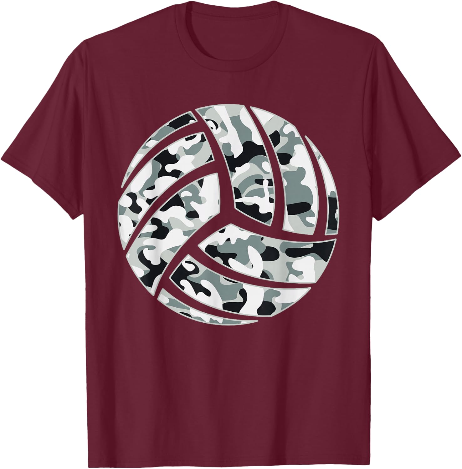 Camouflage Volleyball Lover Player Fan Cute Camo Volleyball T-Shirt - T-Shirt | Maroon