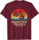 Cool Vintage Monster Truck are My Jam Retro Sunset T-Shirt - T-Shirt | Maroon
