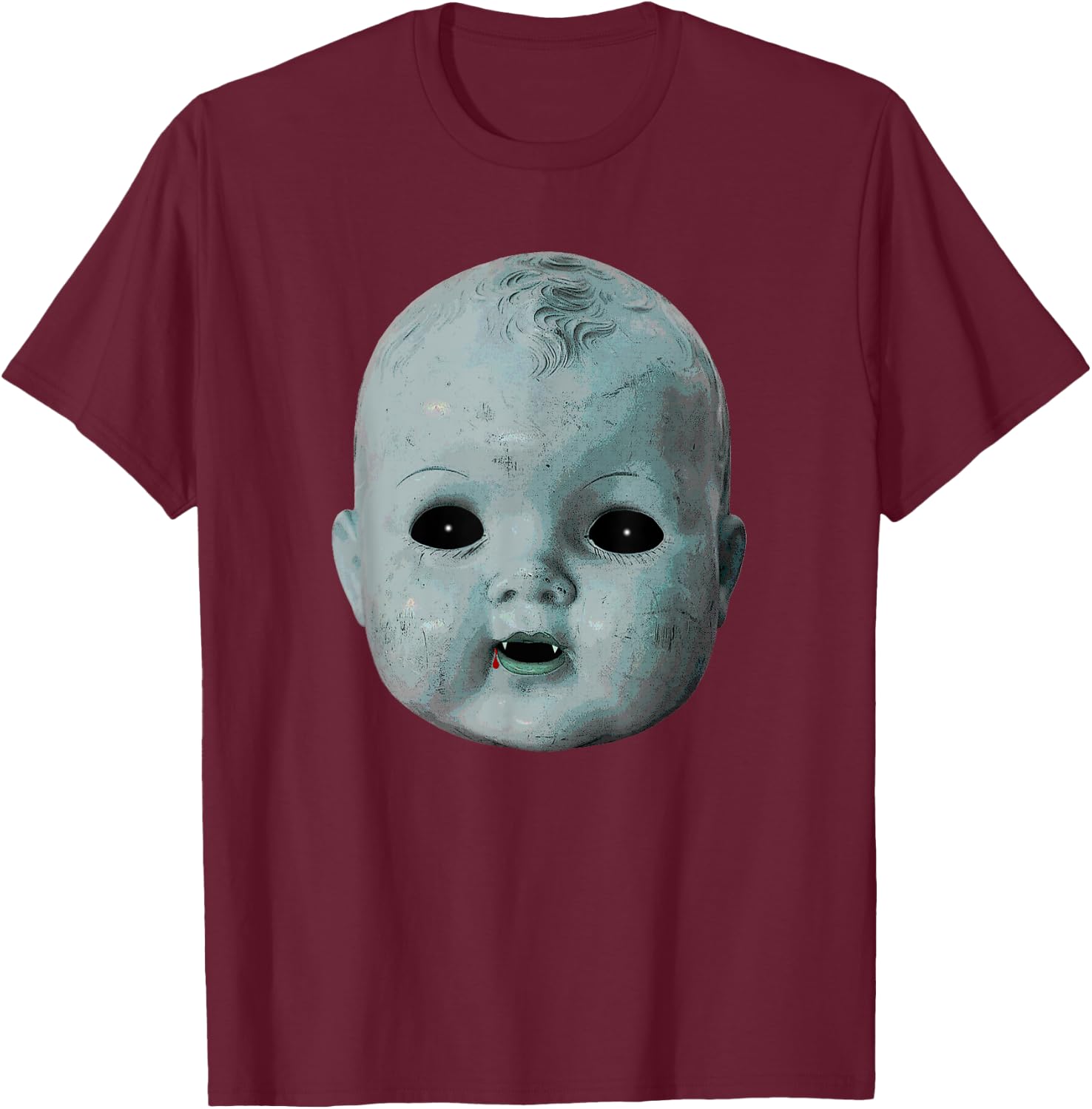Scary Doll Head Ghost Creepy Halloween Vampire Baby Costume T-Shirt - T-Shirt | Maroon