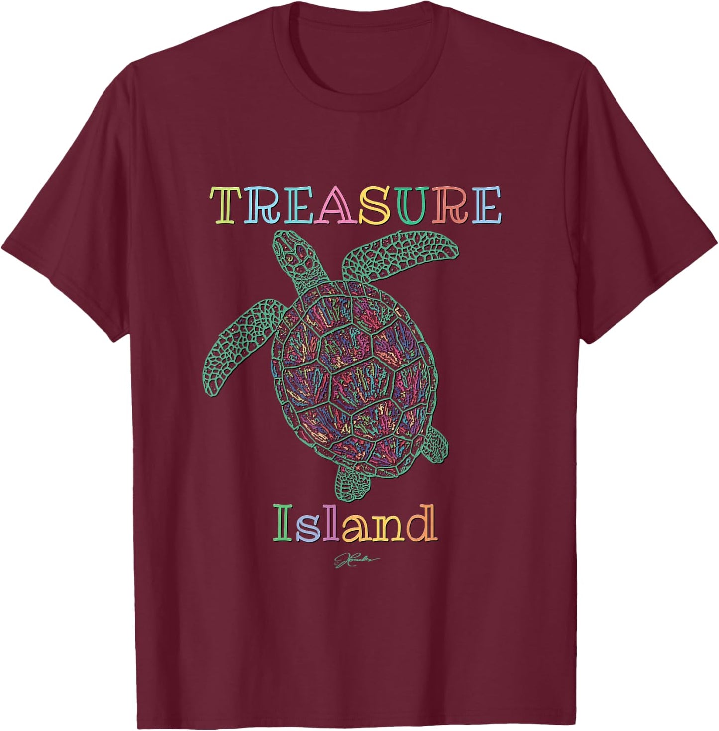 JCombs: Treasure Island, Florida, Sea Turtle T-Shirt - T-Shirt | Maroon