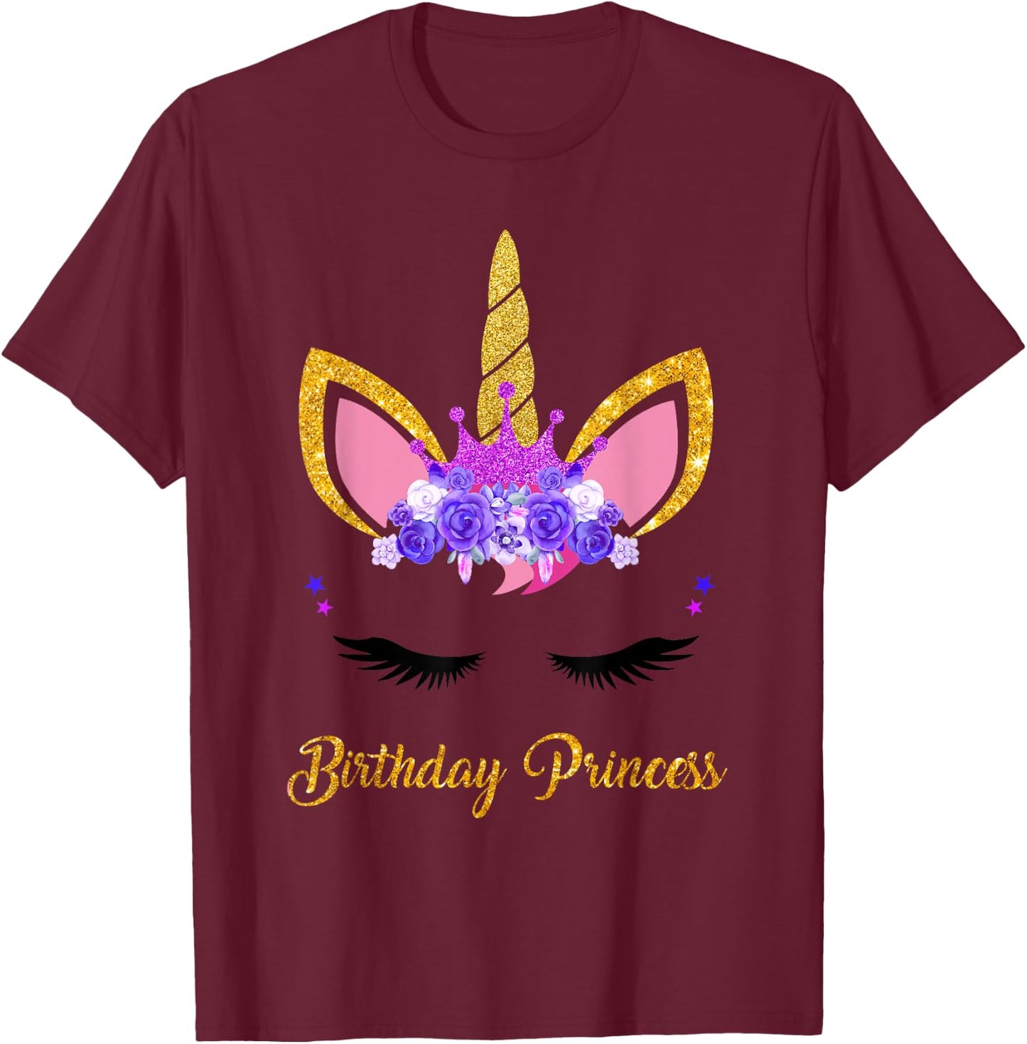 Unicorn Birthday Princess Shirt Unicorn Girl Birthday Party T-Shirt - T-Shirt | Maroon