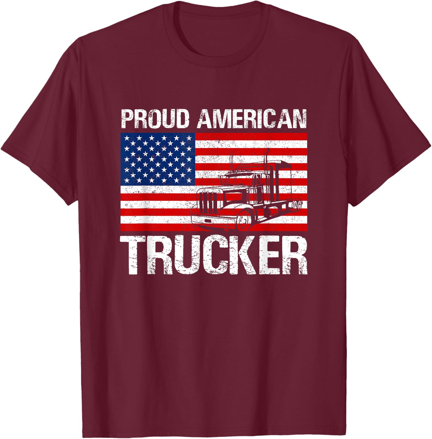 Proud American Trucker product Truck Driver Gifts Men Women T-Shirt - T-Shirt | Maroon