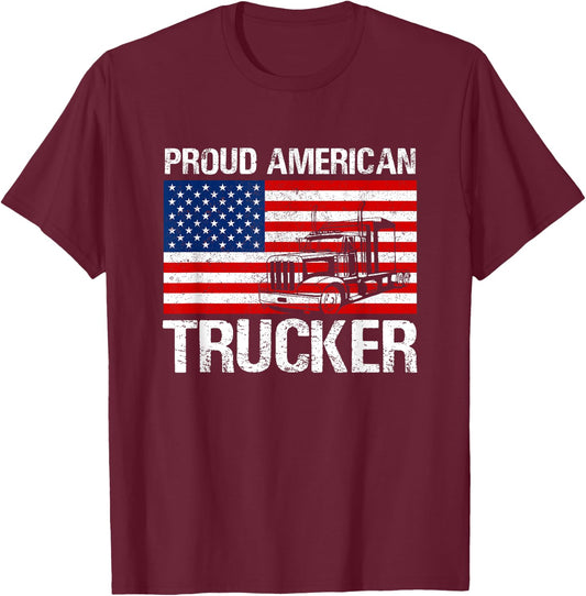 Proud American Trucker product Truck Driver Gifts Men Women T-Shirt - T-Shirt | Maroon