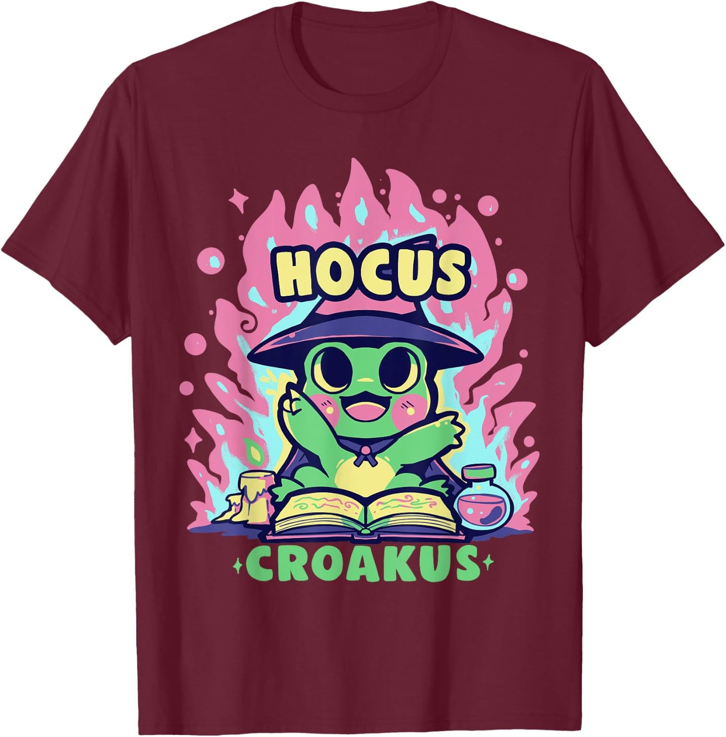 Witchy Spell Frog T-Shirt - T-Shirt | Maroon