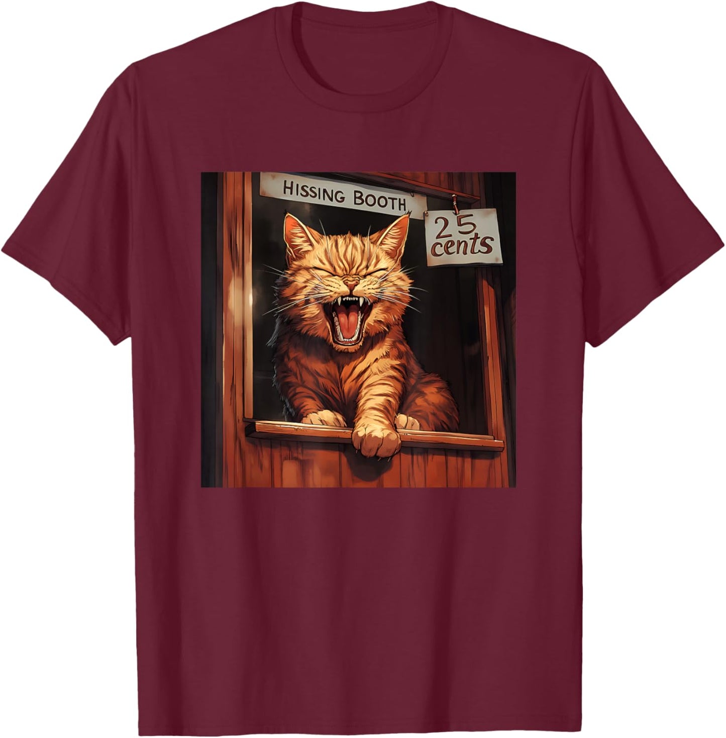Hissing Booth Cat T-Shirt - T-Shirt | Maroon