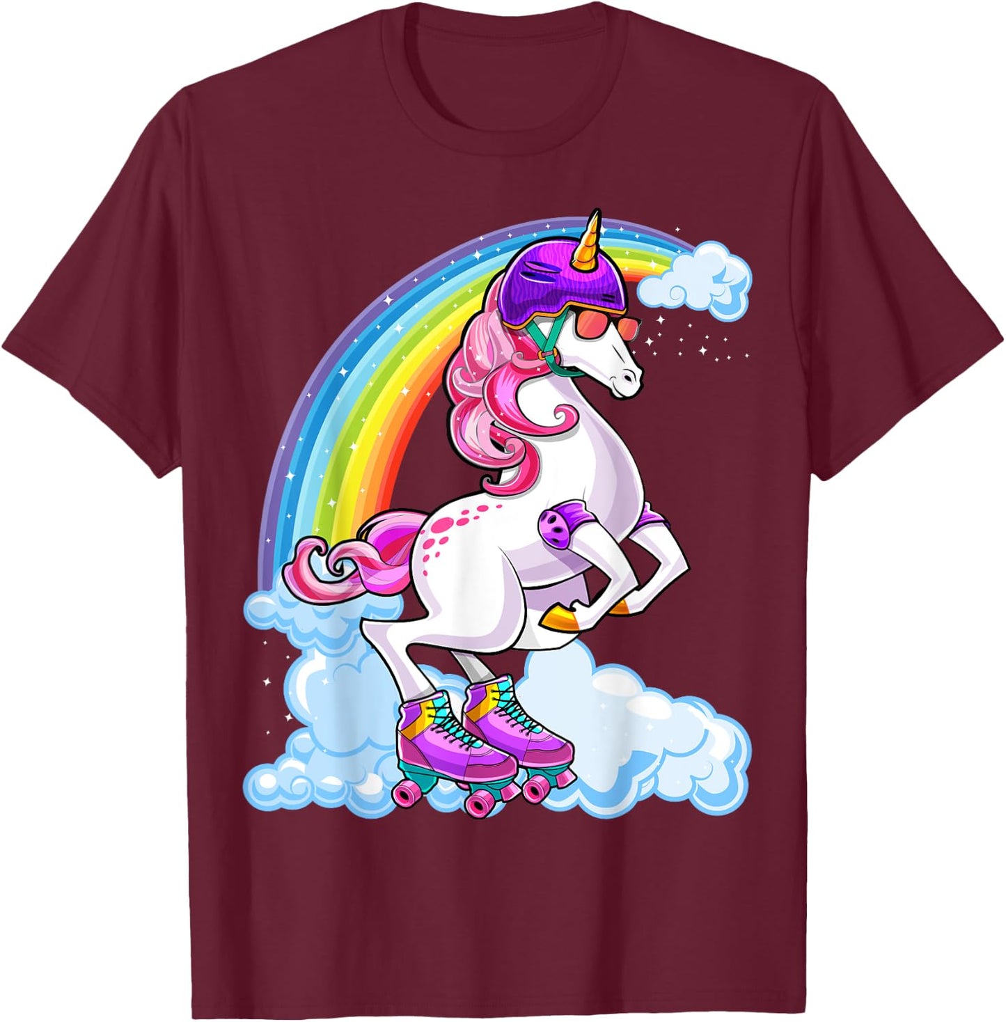 Unicorn Roller Skate Roller Derby Birthday Shirt Girls Gift T-Shirt - T-Shirt | Maroon