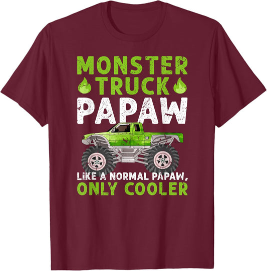 Monster Truck Papaw Cool Monster Truck Papaw Grandpa T-Shirt - T-Shirt | Maroon