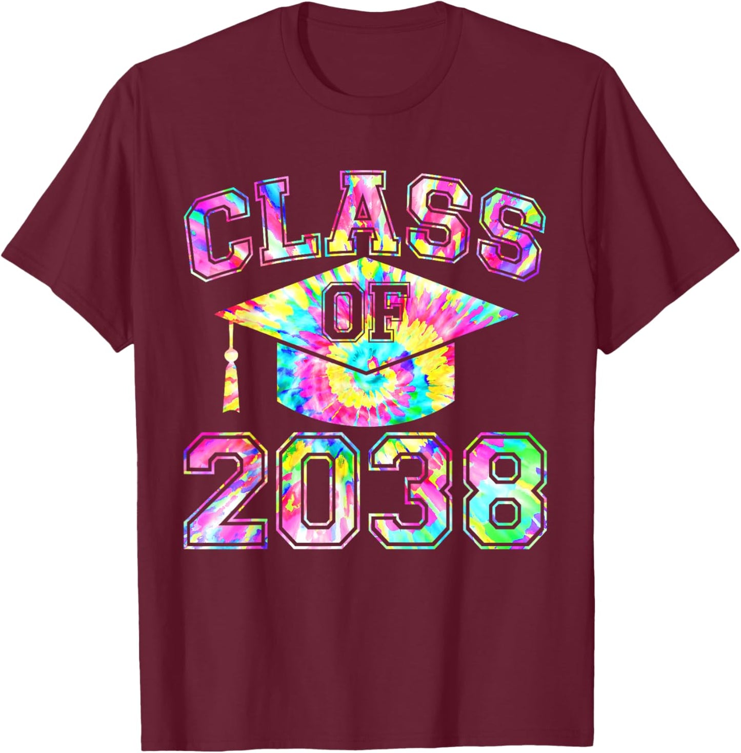 Tie Dye Future Class of 2038 Graduation 2038 Senior 2038 T-Shirt - T-Shirt | Maroon