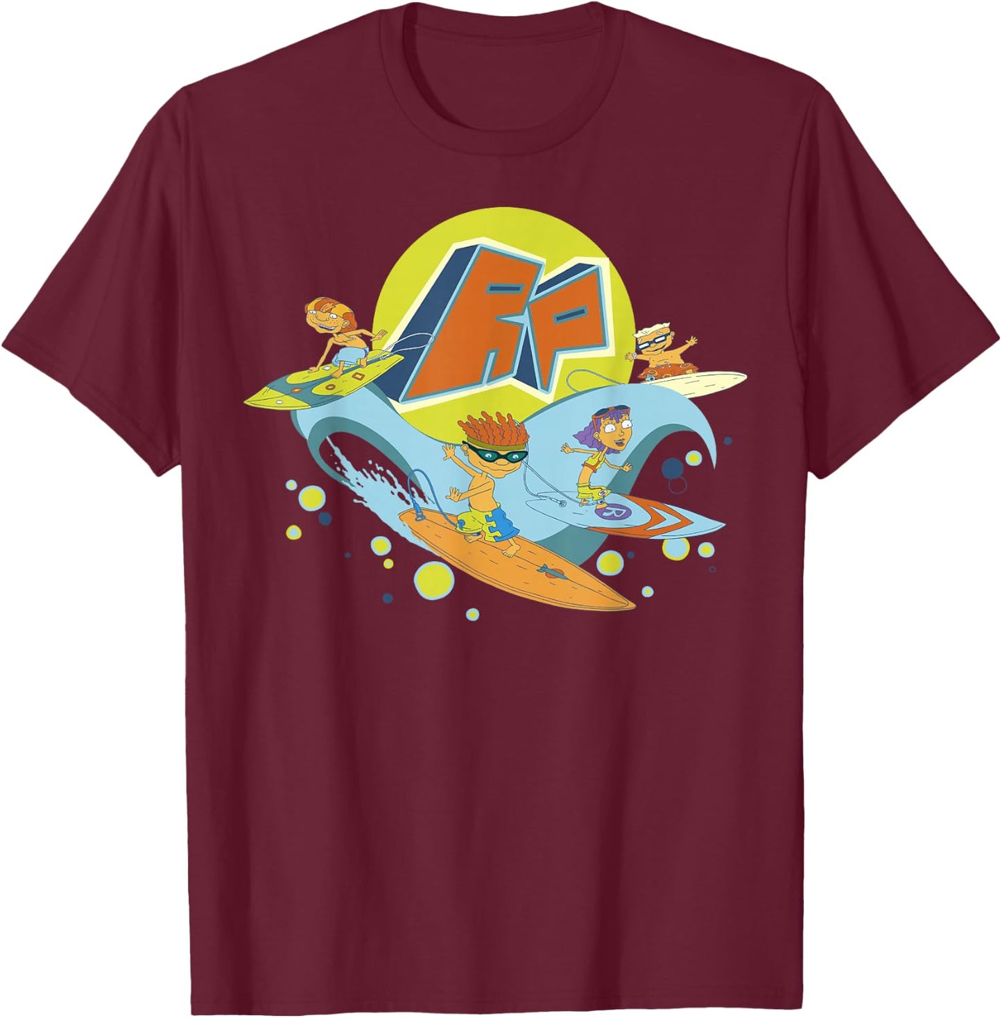 Rocket Power Surfing Group Shot Logo T-Shirt - T-Shirt | Maroon