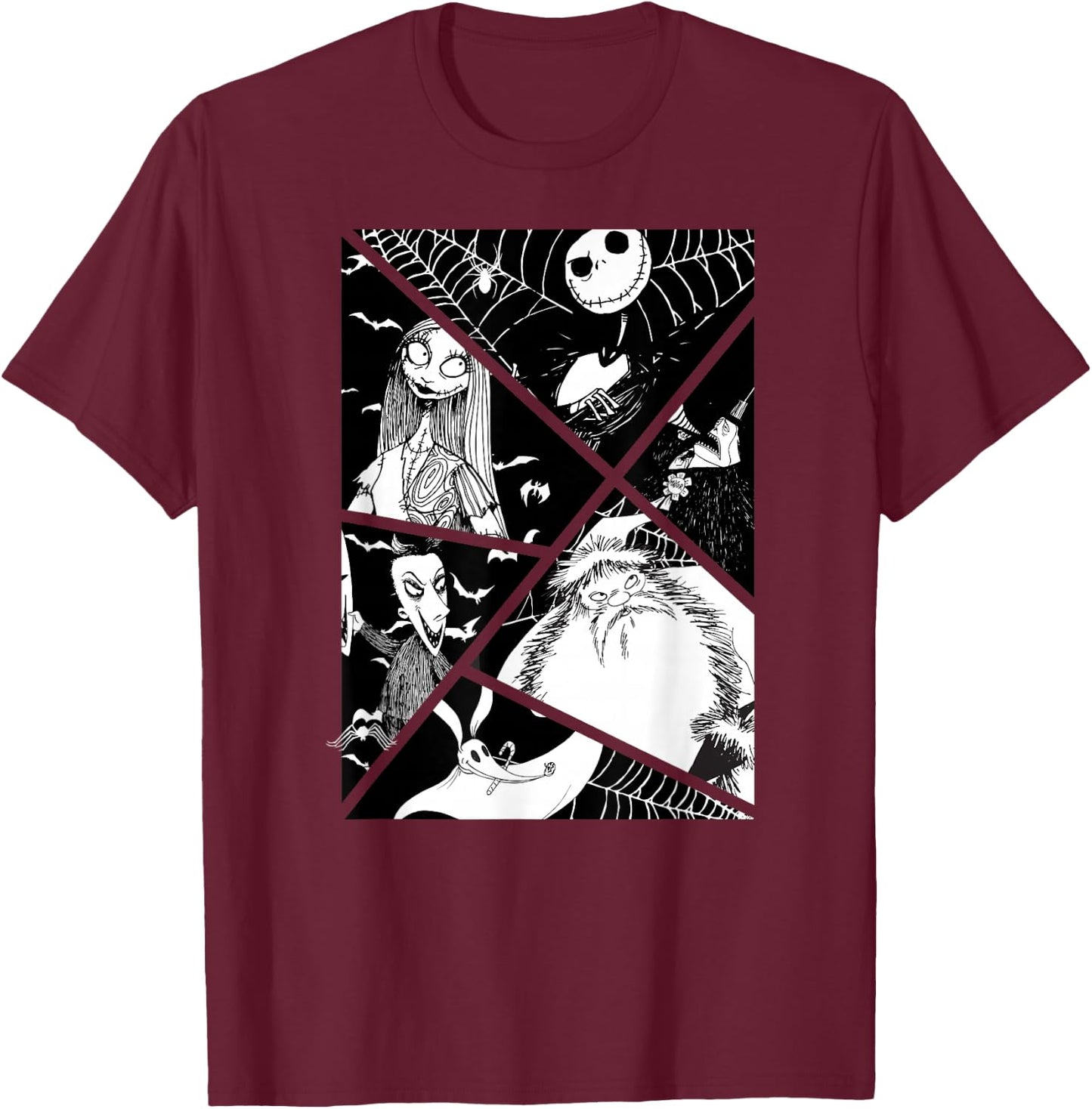 The Nightmare Before Christmas - Jack Sally Santa Lock Zero T-Shirt - T-Shirt | Maroon