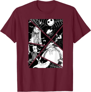 The Nightmare Before Christmas - Jack Sally Santa Lock Zero T-Shirt - T-Shirt | Maroon