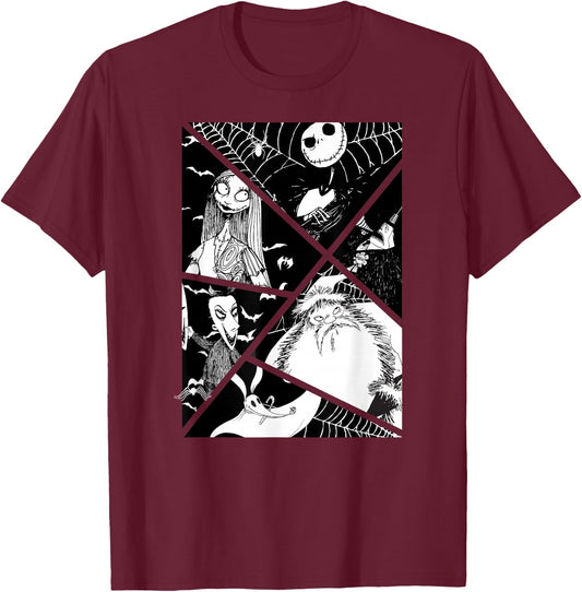 The Nightmare Before Christmas - Jack Sally Santa Lock Zero T-Shirt - T-Shirt | Maroon