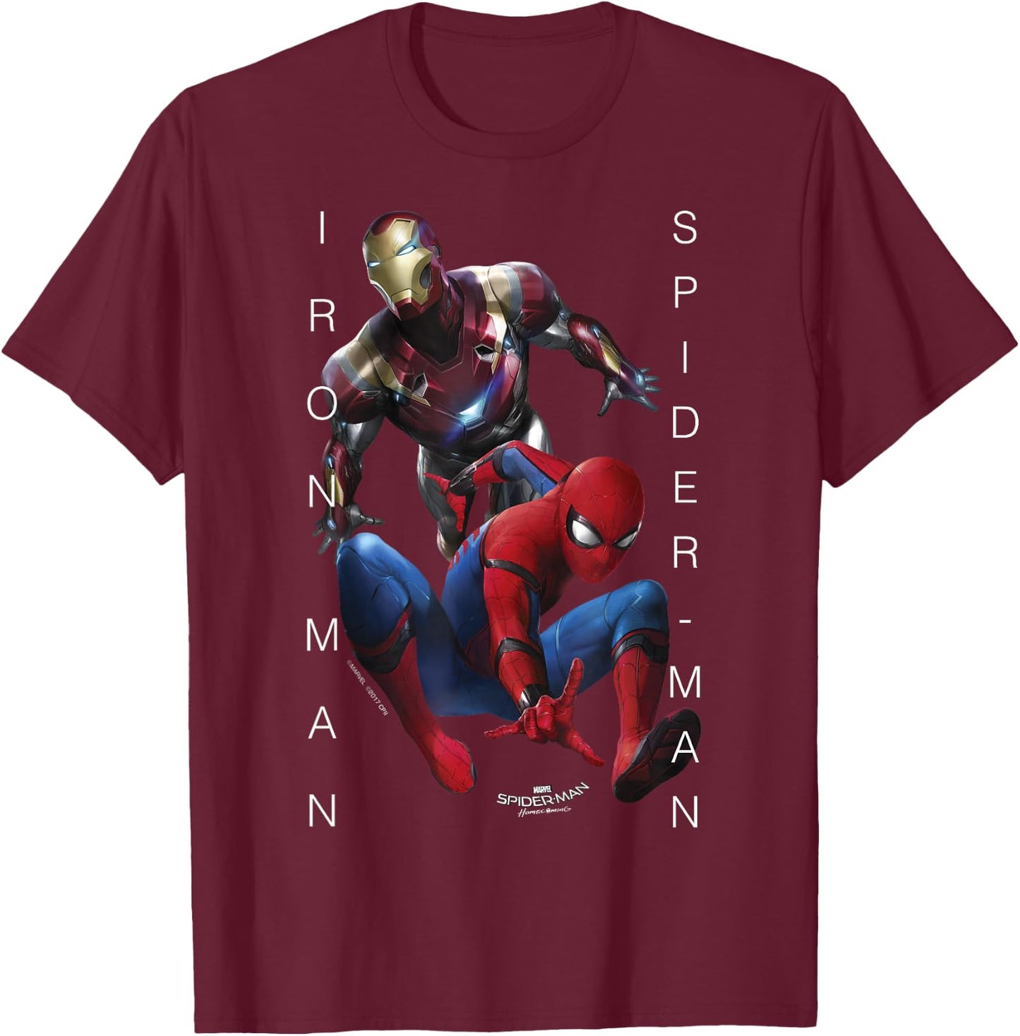 Marvel Spider-Man Homecoming Iron Man The Dream Team T-Shirt - T-Shirt | Maroon
