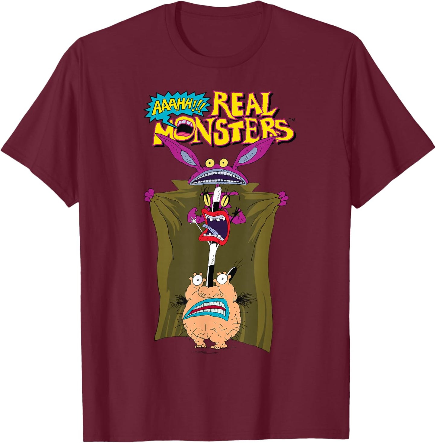 Nickelodeon AAAHH Real Monsters Trench Coat Disguise T-Shirt - T-Shirt | Maroon