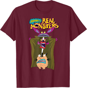 Nickelodeon AAAHH Real Monsters Trench Coat Disguise T-Shirt - T-Shirt | Maroon