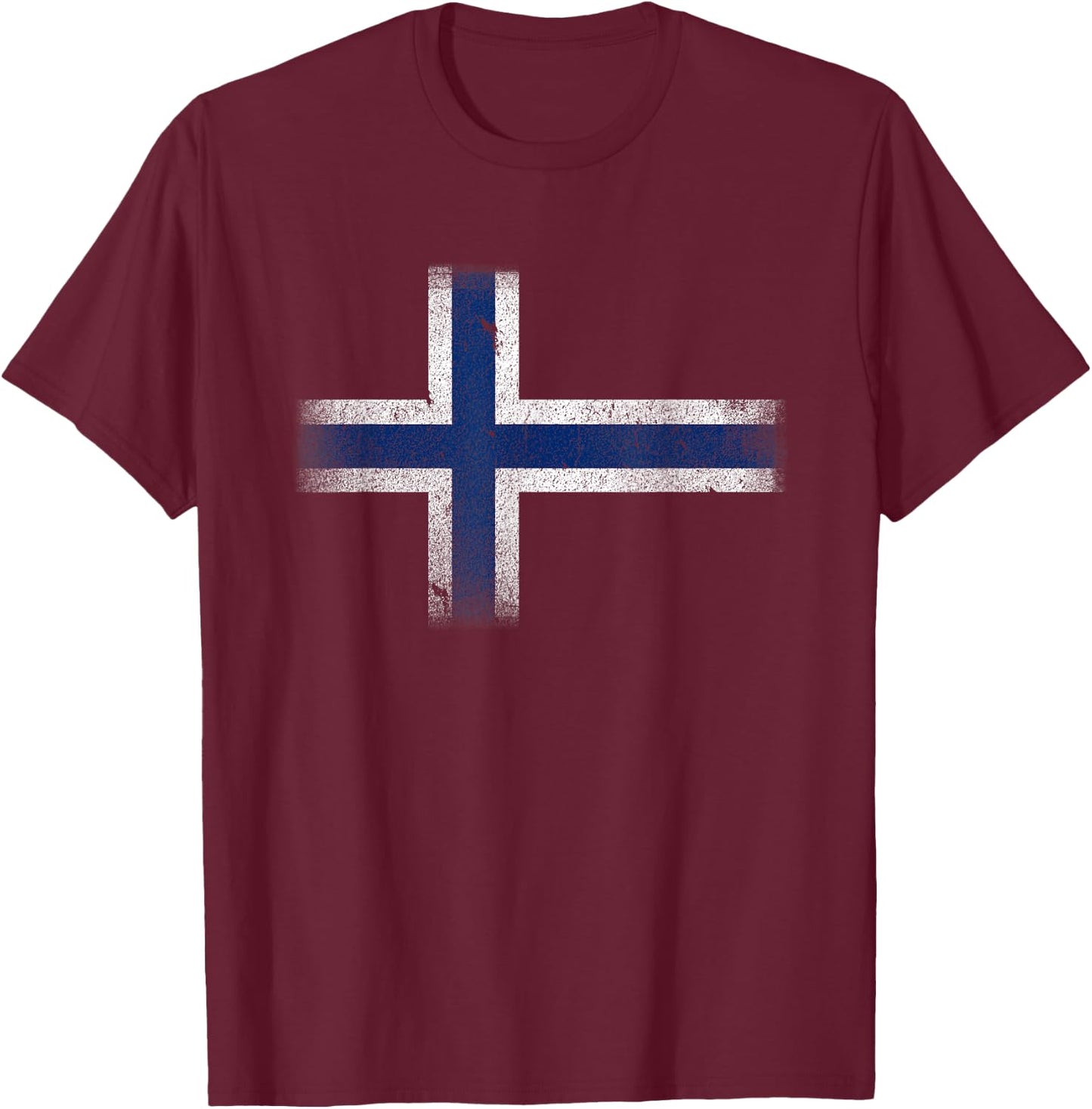 Norway Flag Distressed Nordic Red White Blue Symbol T-Shirt - T-Shirt | Maroon