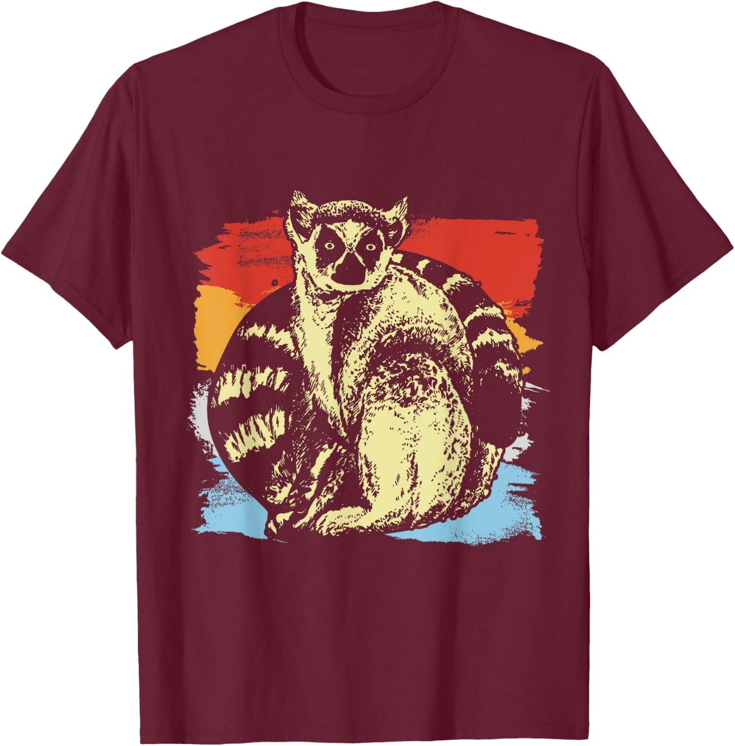 Retro Lemur T-Shirt - T-Shirt | Maroon