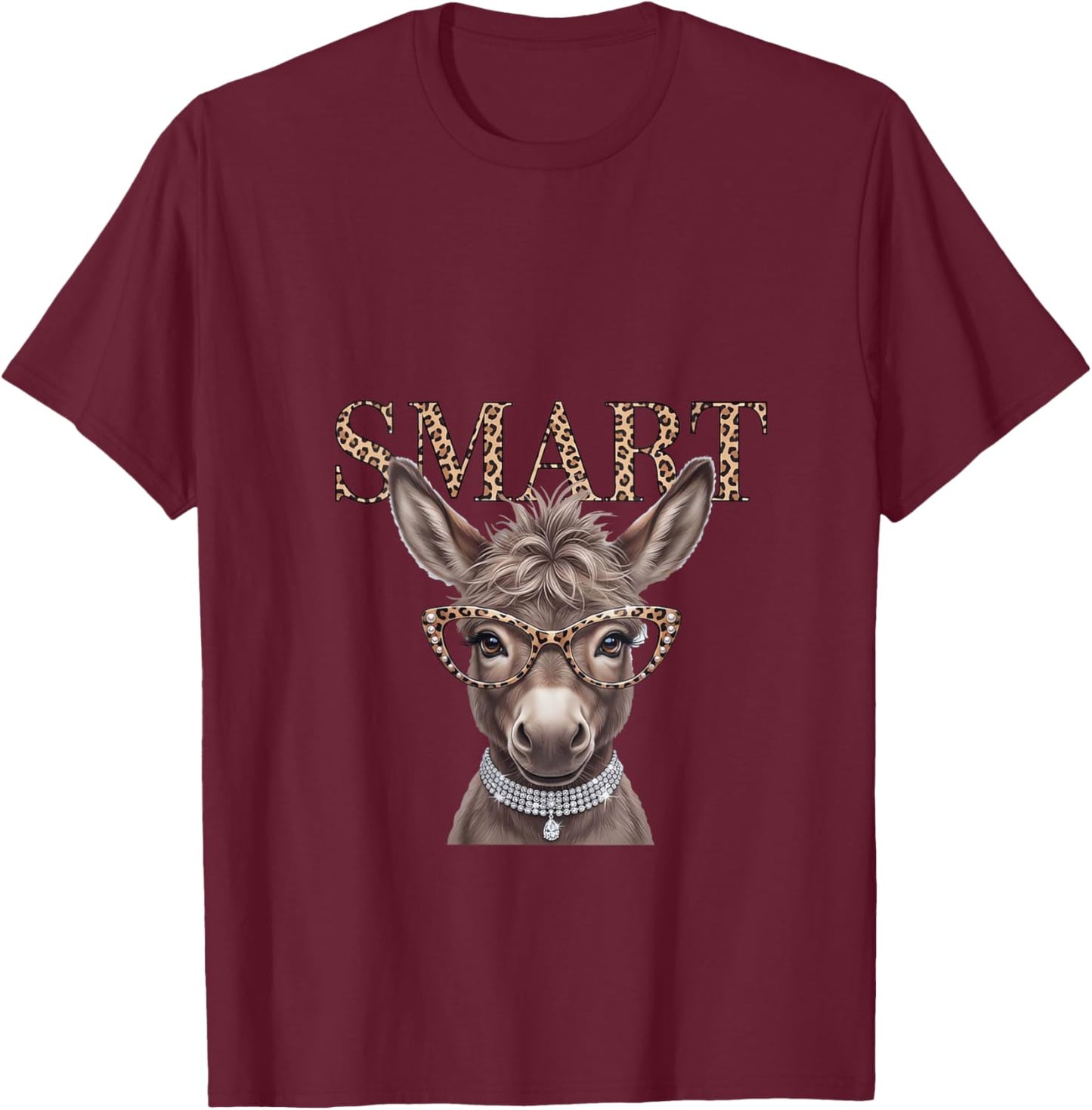 Women's Funny Leopard Trendy Smart Ass Royal Donkey Mom Grandma V-Neck T-Shirt - T-Shirt | Maroon