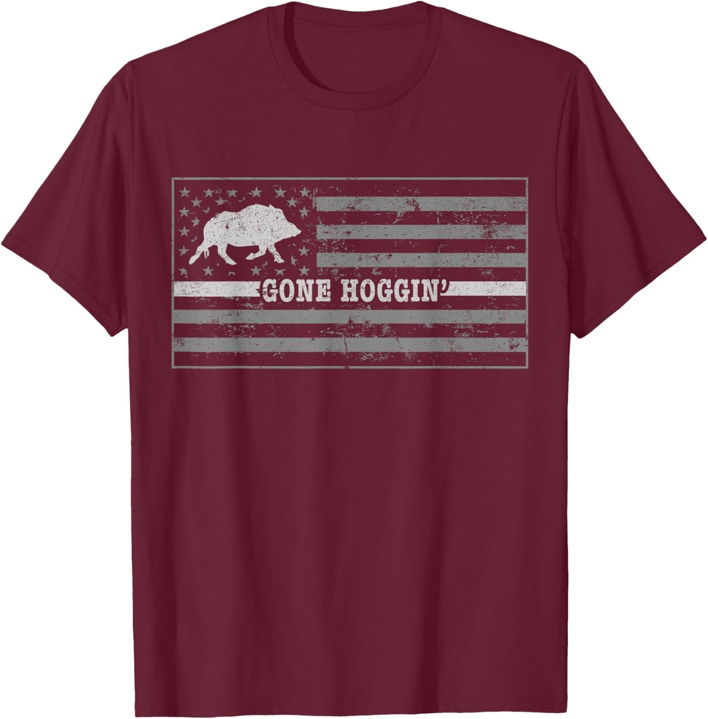 Dog Hog Hunting Shirt Gone Hoggin Hog Hunting Stuff T-Shirt - T-Shirt | Maroon