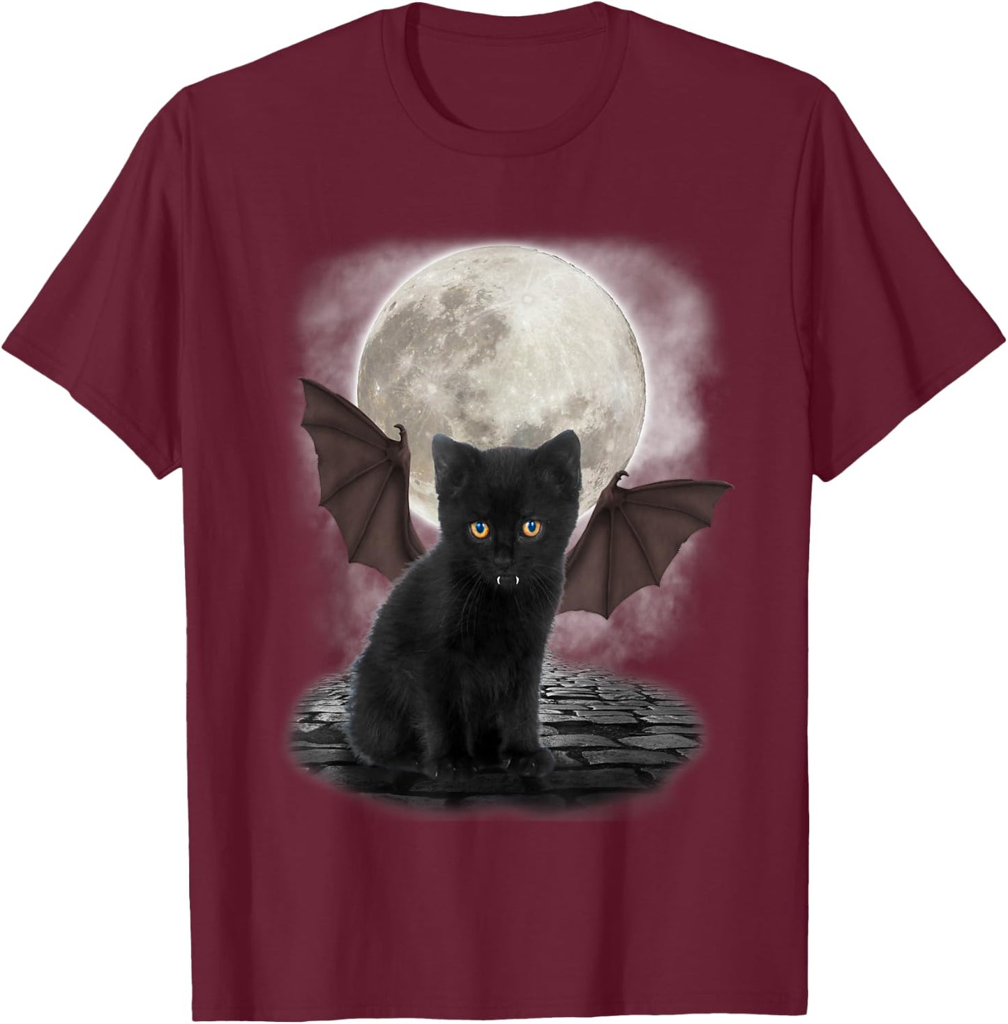 Gothic Bat Cat Shirt Vampire Funny Gifts Cats Lover T-Shirt - T-Shirt | Maroon