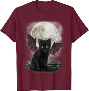 Gothic Bat Cat Shirt Vampire Funny Gifts Cats Lover T-Shirt - T-Shirt | Maroon