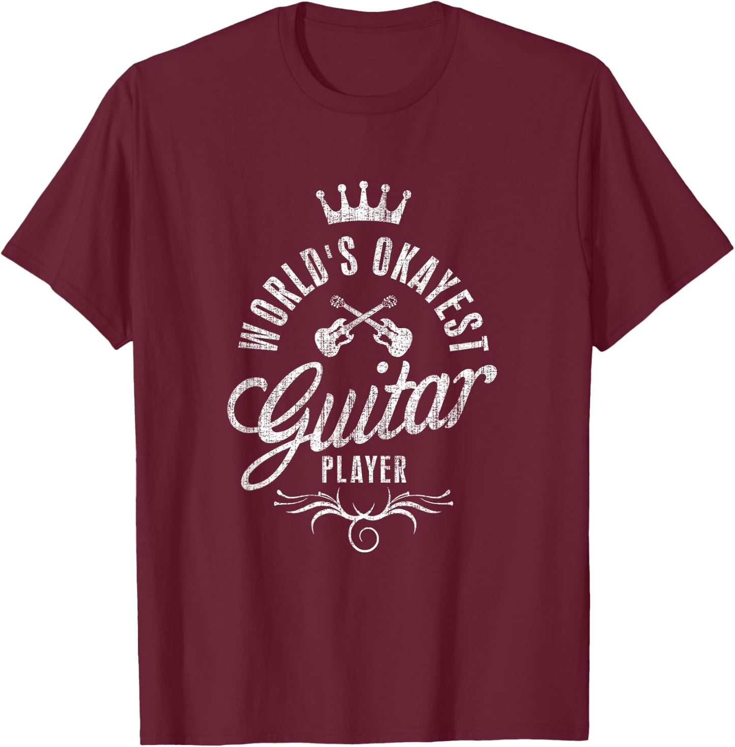 World's Okayest Guitar Player Vintage T-Shirt - T-Shirt | Maroon