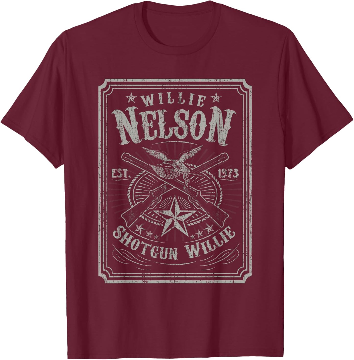 Willie Nelson - Retro Shotgun Willie T-Shirt - T-Shirt | Maroon