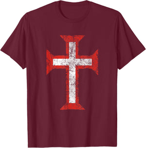 Order of Christ Cross-Templar-christian-Portugal-Eroded T-Shirt - T-Shirt | Maroon