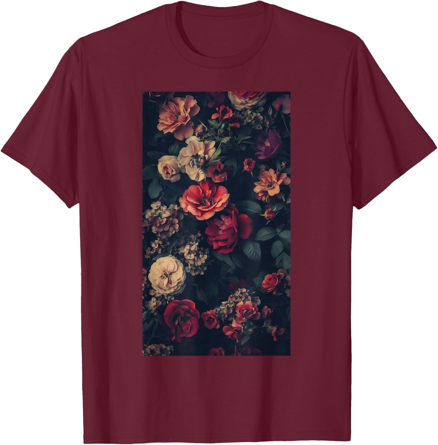 Vintage Floral Pattern Botanical art Garden theme T-Shirt - T-Shirt | Maroon