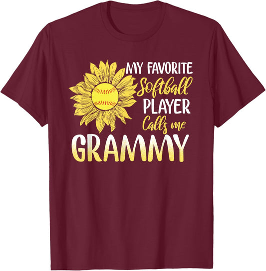 My Favorite Softball Player Calls Me Grammy T-Shirt - T-Shirt | Maroon